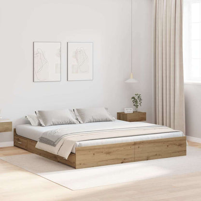 Storage Bed Frame Artisan Oak 180 x 200 cm Engineered Wood