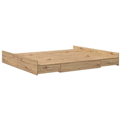 Storage Bed Frame Artisan Oak 180 x 200 cm Engineered Wood