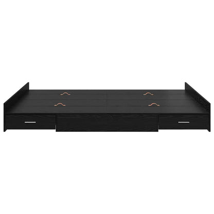 Storage Bed Frame Black Oak 160 x 200 cm Engineered Wood