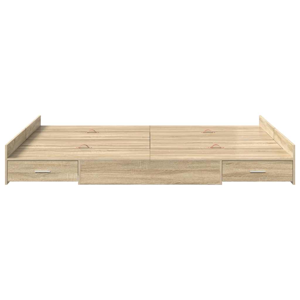Storage Bed Frame Sonoma Oak 160 x 200 cm Engineered Wood