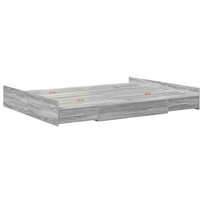 Storage Bed Frame Grey Sonoma 160 x 200 cm Engineered Wood