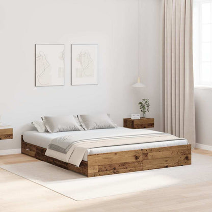 Storage Bed Frame Old Wood 160 x 200 cm Engineered Wood