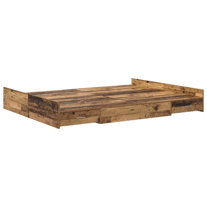 Storage Bed Frame Old Wood 160 x 200 cm Engineered Wood