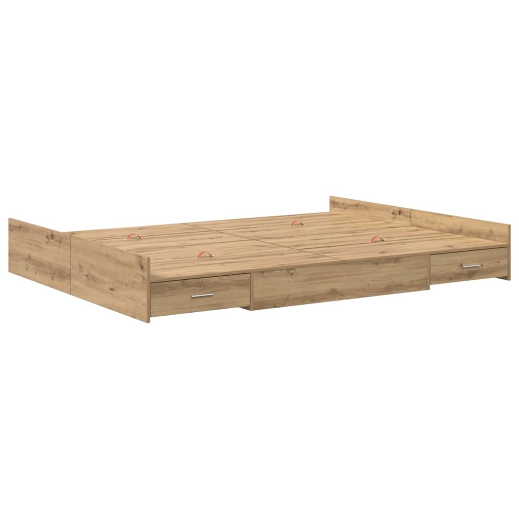 Storage Bed Frame Artisan Oak 160 x 200 cm Engineered Wood