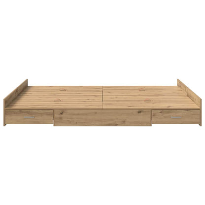 Storage Bed Frame Artisan Oak 160 x 200 cm Engineered Wood