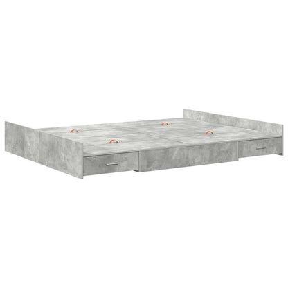 Storage Bed Frame Concrete Grey 150 x 200 cm Engineered Wood