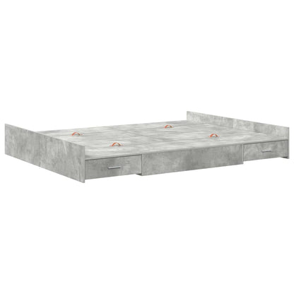 Storage Bed Frame Concrete Grey 150 x 200 cm Engineered Wood