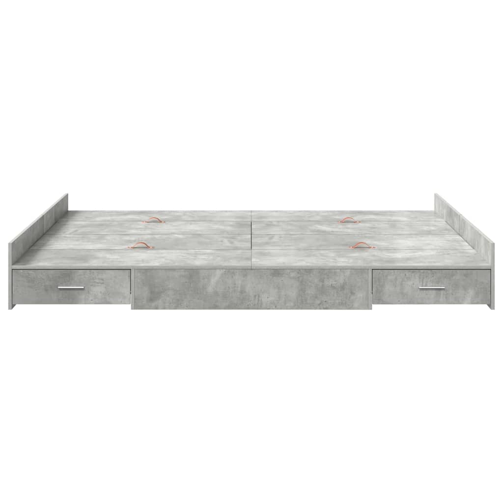 Storage Bed Frame Concrete Grey 150 x 200 cm Engineered Wood