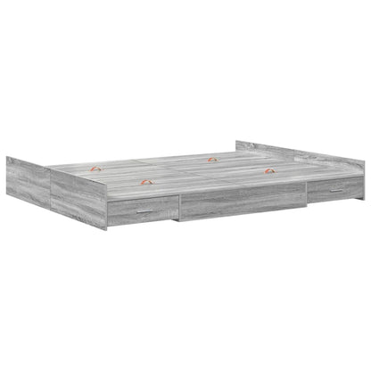 Storage Bed Frame Grey Sonoma 150 x 200 cm Engineered Wood