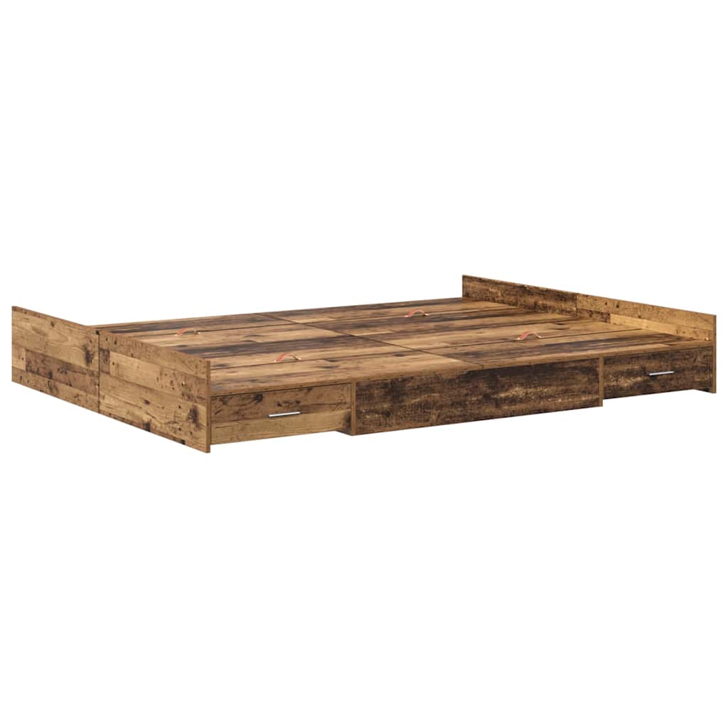 Storage Bed Frame Old Wood 150 x 200 cm Engineered Wood