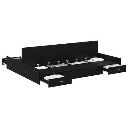 Storage Bed Frame Black Oak 140 x 200 cm Engineered Wood