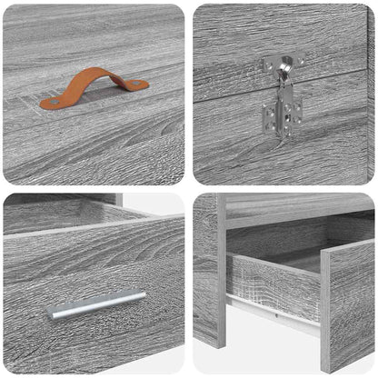 Storage Bed Frame Grey Sonoma 140 x 200 cm Engineered Wood