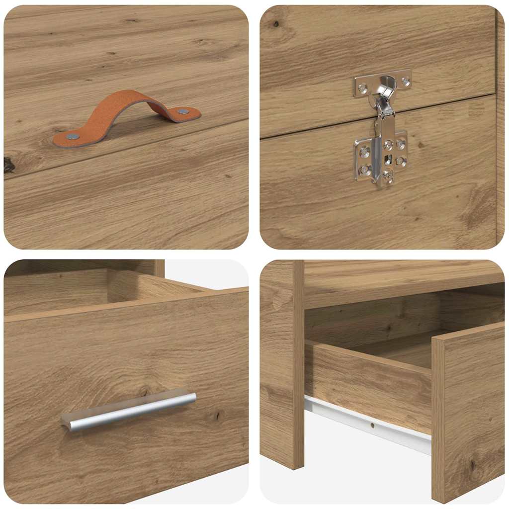 Storage Bed Frame Artisan Oak 140 x 200 cm Engineered Wood