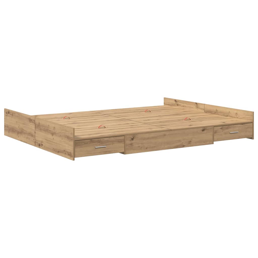 Storage Bed Frame Artisan Oak 140 x 200 cm Engineered Wood
