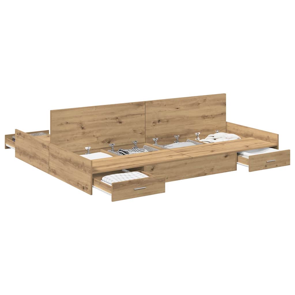 Storage Bed Frame Artisan Oak 140 x 200 cm Engineered Wood