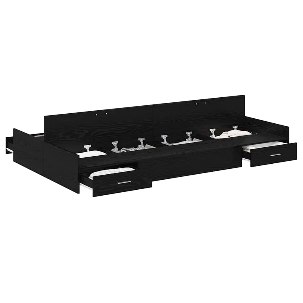 Storage Bed Frame Black Oak 120 x 200 cm Engineered Wood