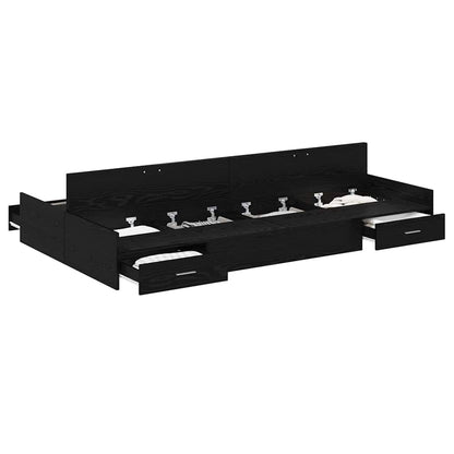 Storage Bed Frame Black Oak 120 x 200 cm Engineered Wood