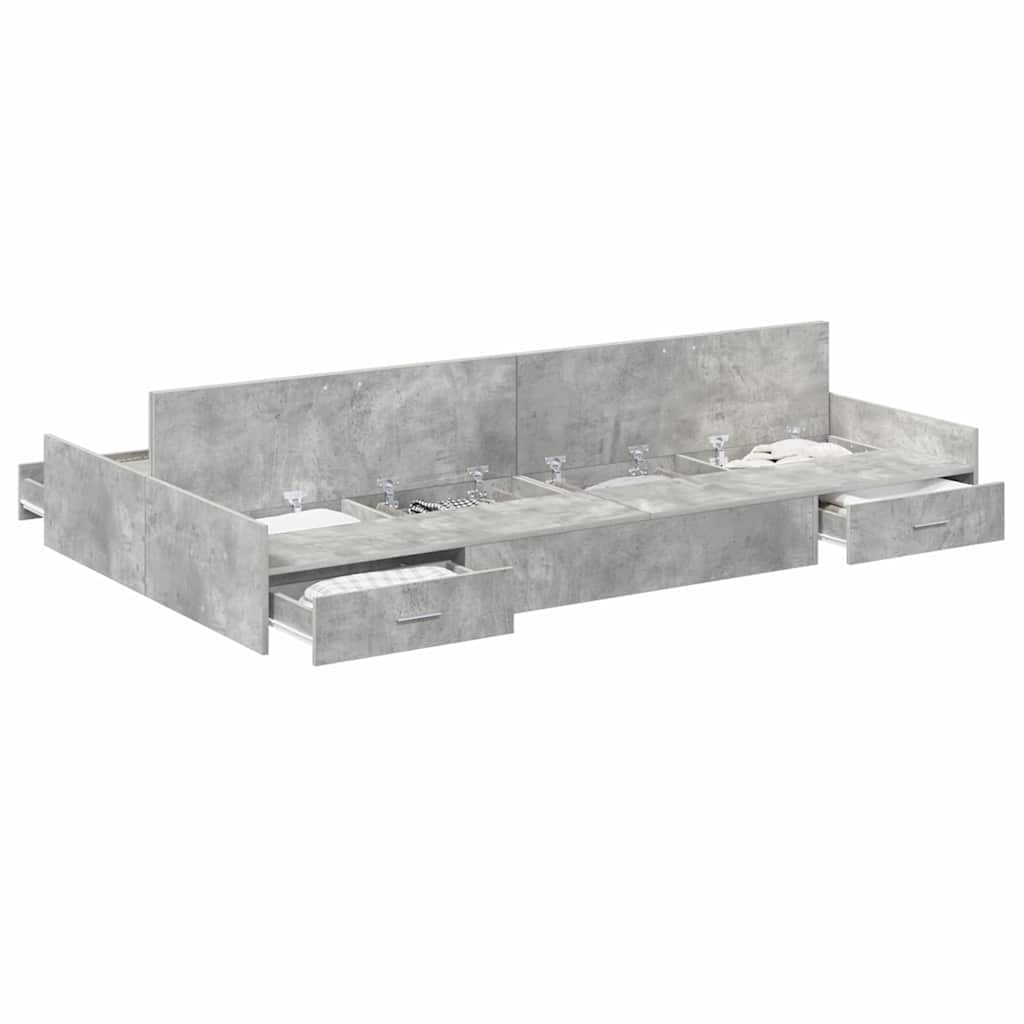 Storage Bed Frame Concrete Grey 120 x 200 cm Engineered Wood