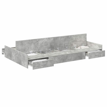 Storage Bed Frame Concrete Grey 120 x 200 cm Engineered Wood