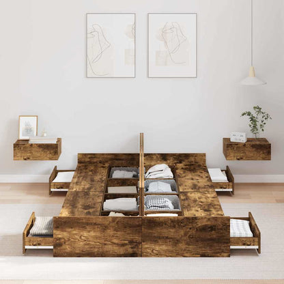 Storage Bed Frame Smoked Oak 120 x 200 cm Engineered Wood