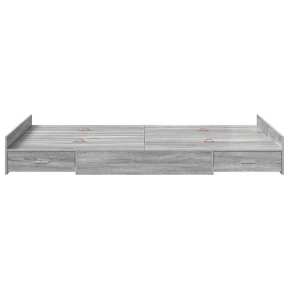 Storage Bed Frame Grey Sonoma 120 x 200 cm Engineered Wood