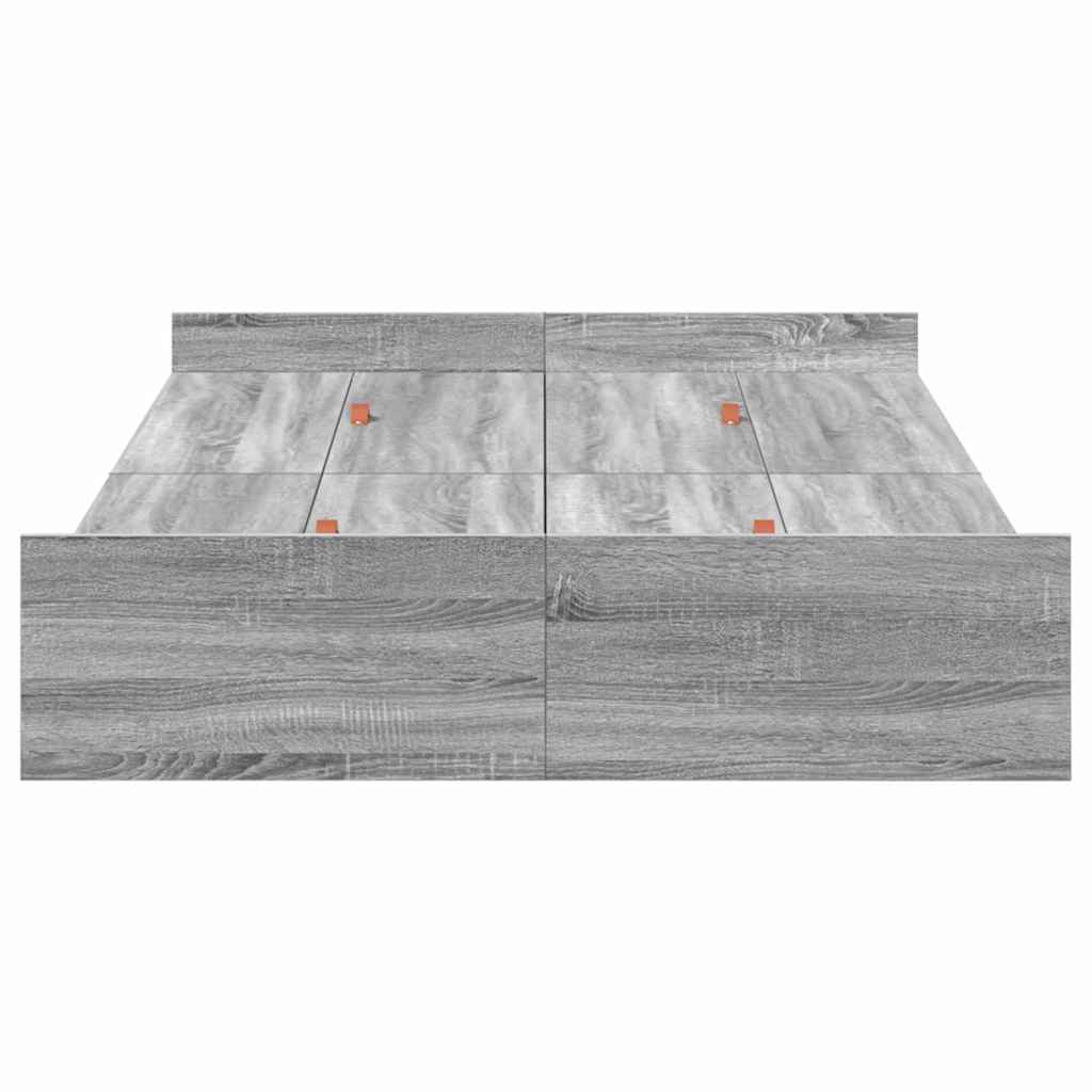 Storage Bed Frame Grey Sonoma 120 x 200 cm Engineered Wood