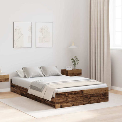 Storage Bed Frame Old Wood 120 x 200 cm Engineered Wood