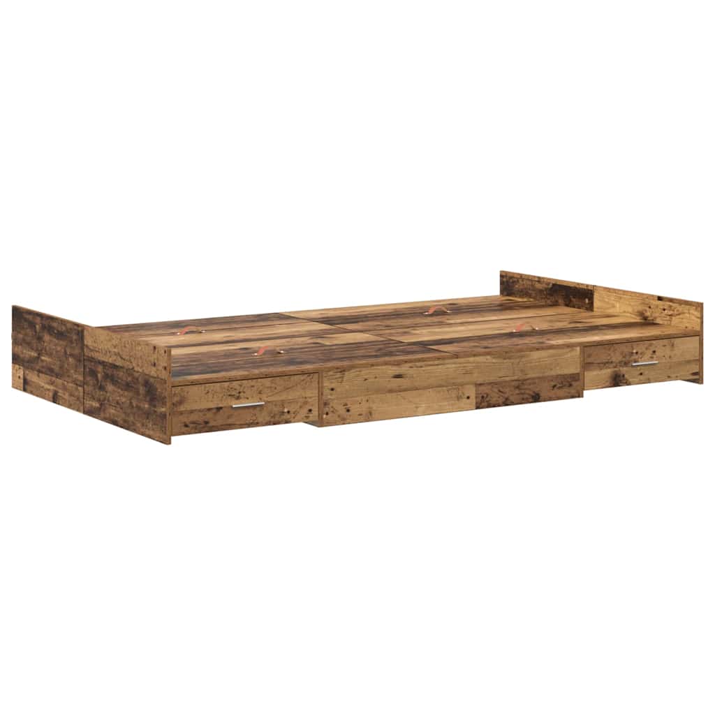 Storage Bed Frame Old Wood 120 x 200 cm Engineered Wood