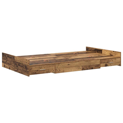 Storage Bed Frame Old Wood 120 x 200 cm Engineered Wood
