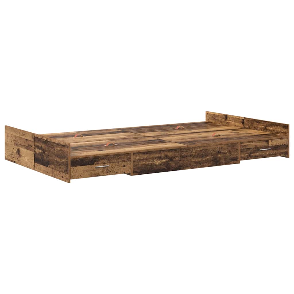 Storage Bed Frame Old Wood 120 x 200 cm Engineered Wood