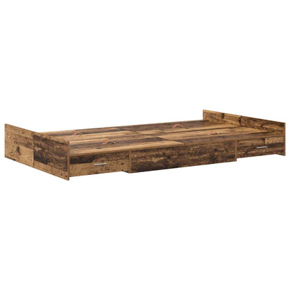 Storage Bed Frame Old Wood 120 x 200 cm Engineered Wood