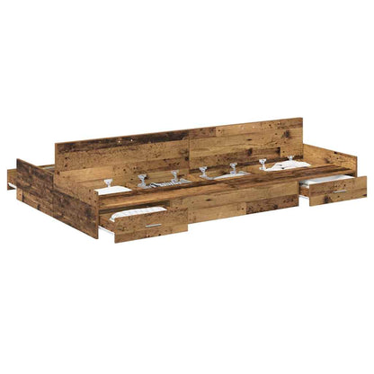 Storage Bed Frame Old Wood 120 x 200 cm Engineered Wood