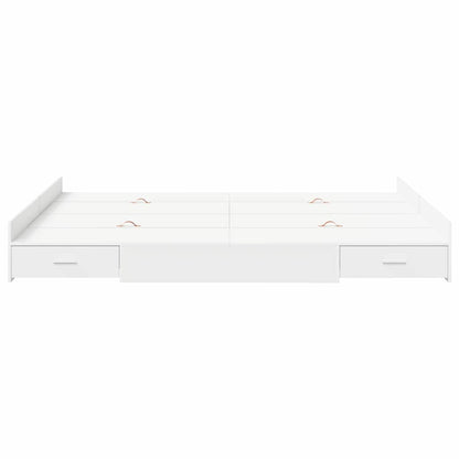 Storage Bed Frame White 140 x 190 cm Engineered Wood