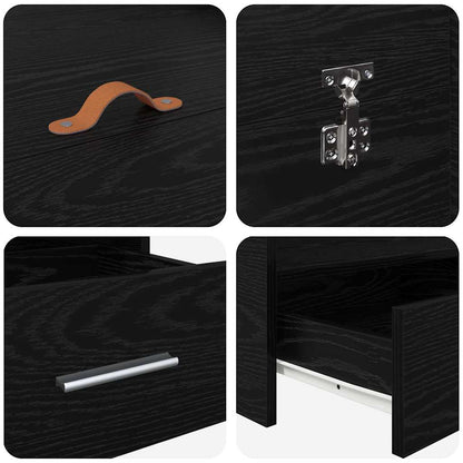 Storage Bed Frame Black Oak 140 x 190 cm Engineered Wood