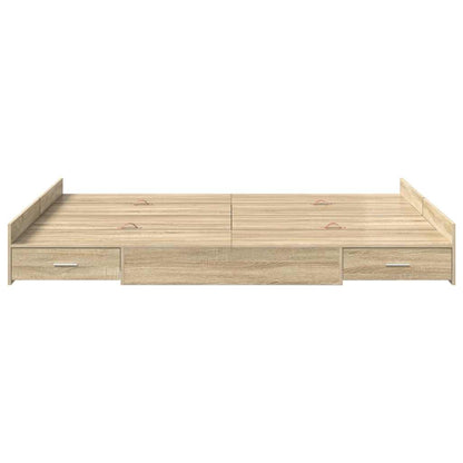 Storage Bed Frame Sonoma Oak 140 x 190 cm Engineered Wood