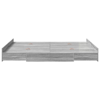 Storage Bed Frame Grey Sonoma 140 x 190 cm Engineered Wood