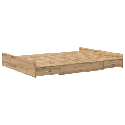 Storage Bed Frame Artisan Oak 140 x 190 cm Engineered Wood