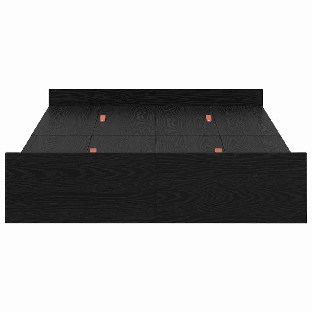 Storage Bed Frame Black Oak 120 x 190 cm Engineered Wood
