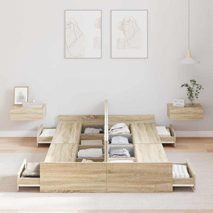 Storage Bed Frame Sonoma Oak 120 x 190 cm Engineered Wood