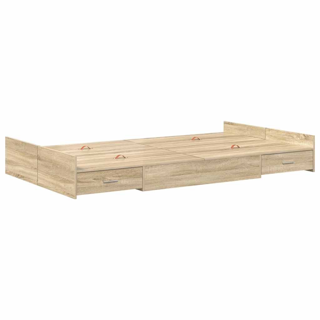 Storage Bed Frame Sonoma Oak 120 x 190 cm Engineered Wood