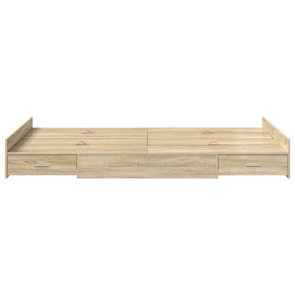 Storage Bed Frame Sonoma Oak 120 x 190 cm Engineered Wood