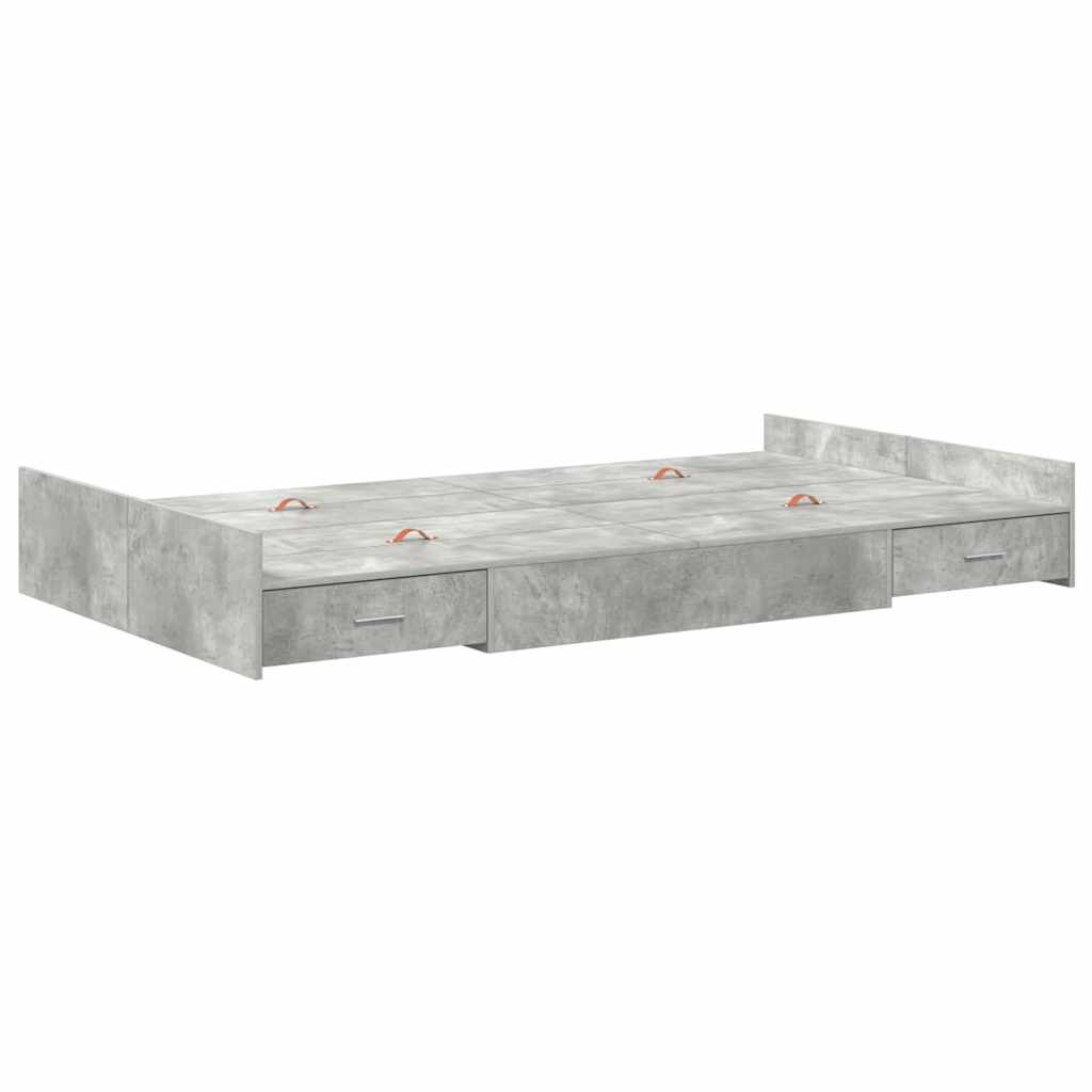Storage Bed Frame Concrete Grey 120 x 190 cm Engineered Wood