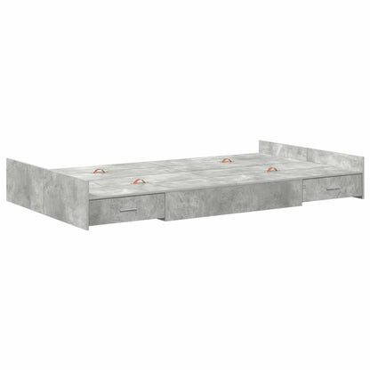 Storage Bed Frame Concrete Grey 120 x 190 cm Engineered Wood
