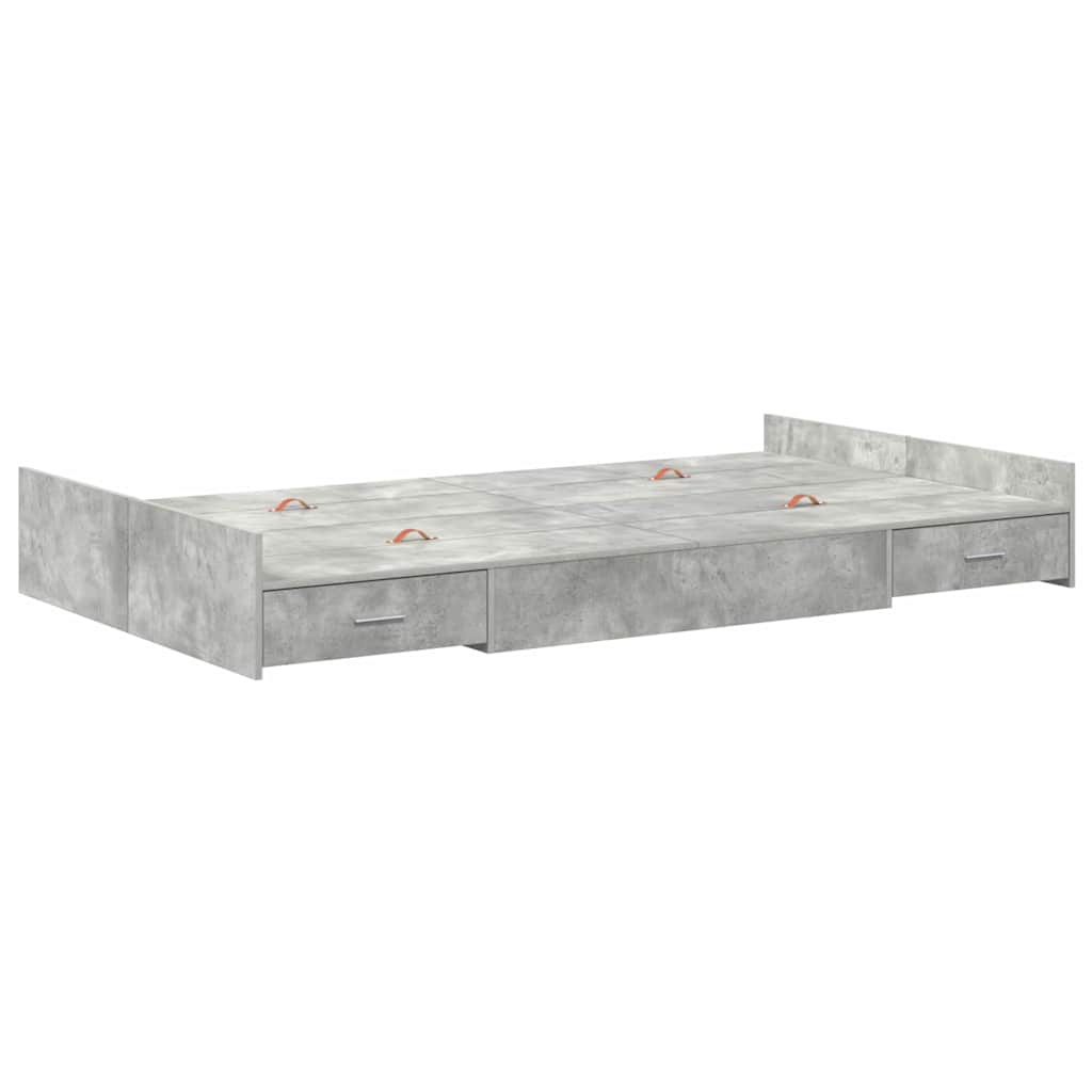 Storage Bed Frame Concrete Grey 120 x 190 cm Engineered Wood