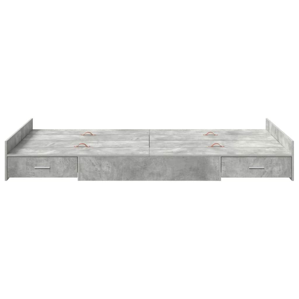 Storage Bed Frame Concrete Grey 120 x 190 cm Engineered Wood