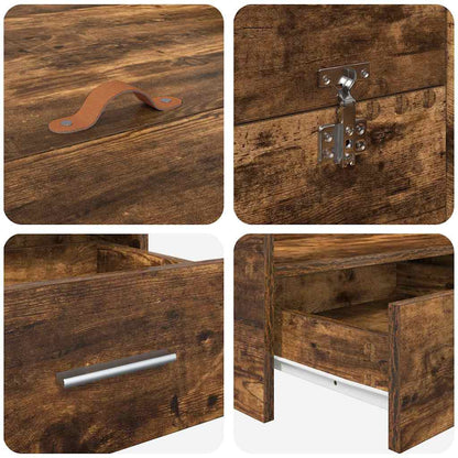 Storage Bed Frame Smoked Oak 120 x 190 cm Engineered Wood