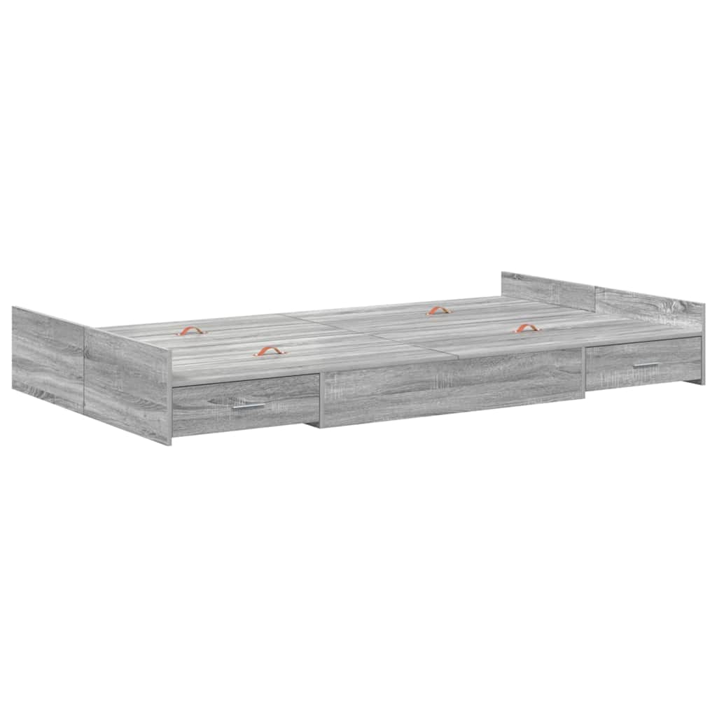 Storage Bed Frame Grey Sonoma 120 x 190 cm Engineered Wood