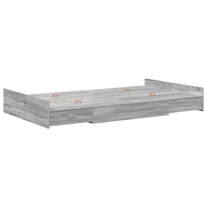 Storage Bed Frame Grey Sonoma 120 x 190 cm Engineered Wood