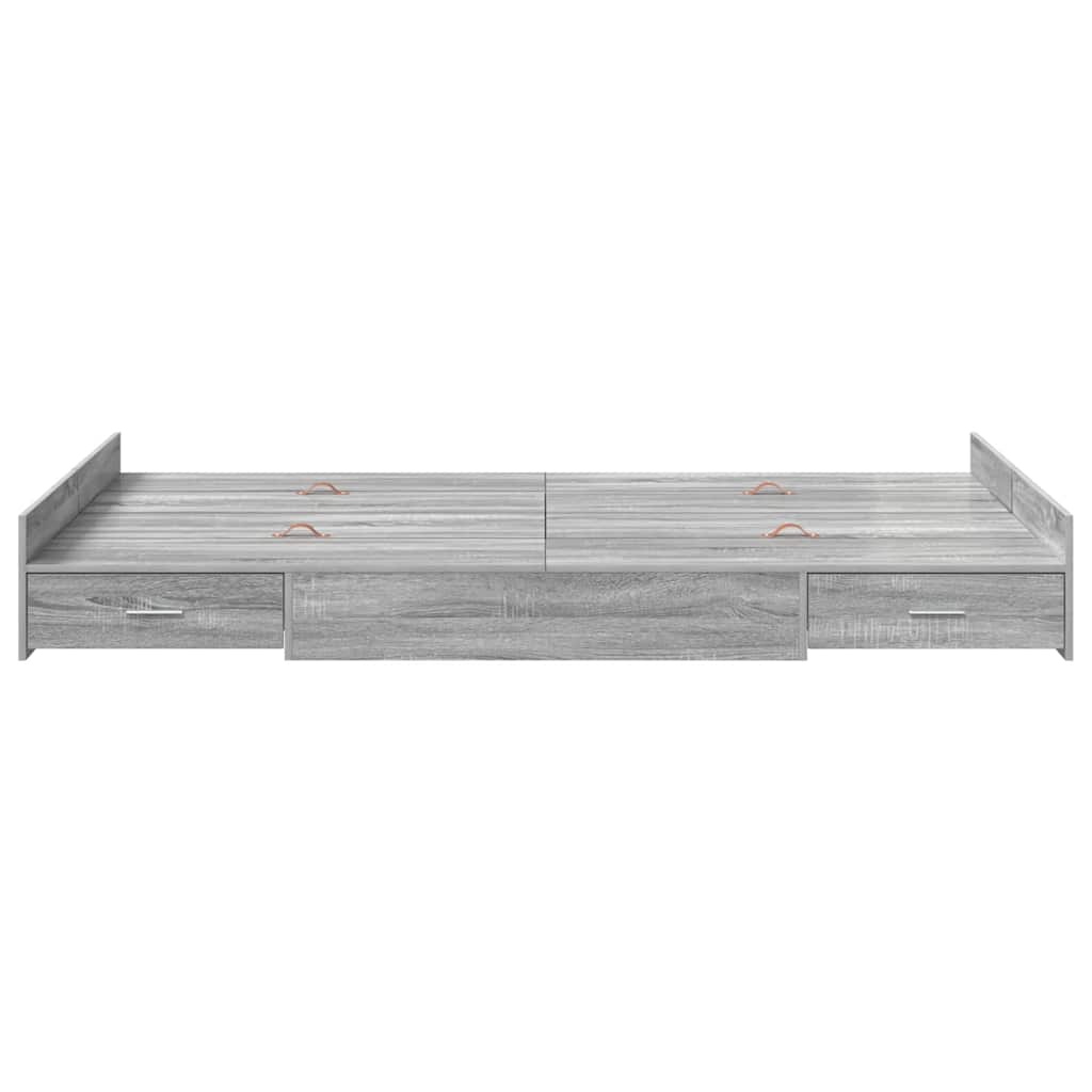 Storage Bed Frame Grey Sonoma 120 x 190 cm Engineered Wood