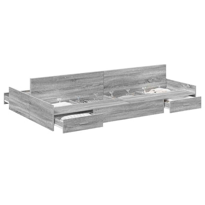 Storage Bed Frame Grey Sonoma 120 x 190 cm Engineered Wood